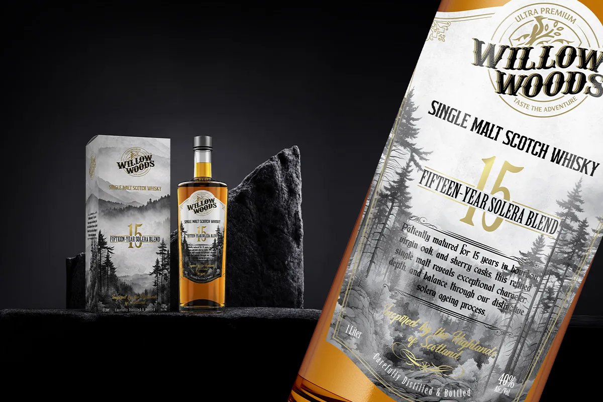 Willow Woods Whisky Bottle Development & Packaging Design