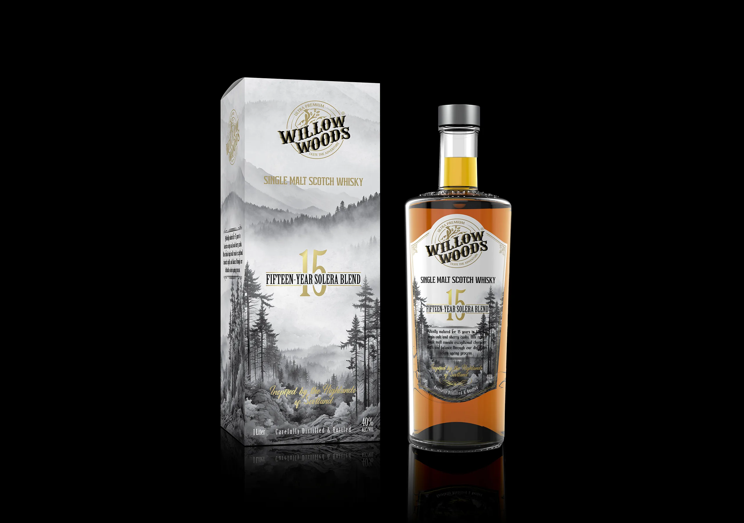 Willow Woods Whisky Bottle Development & Packaging Design