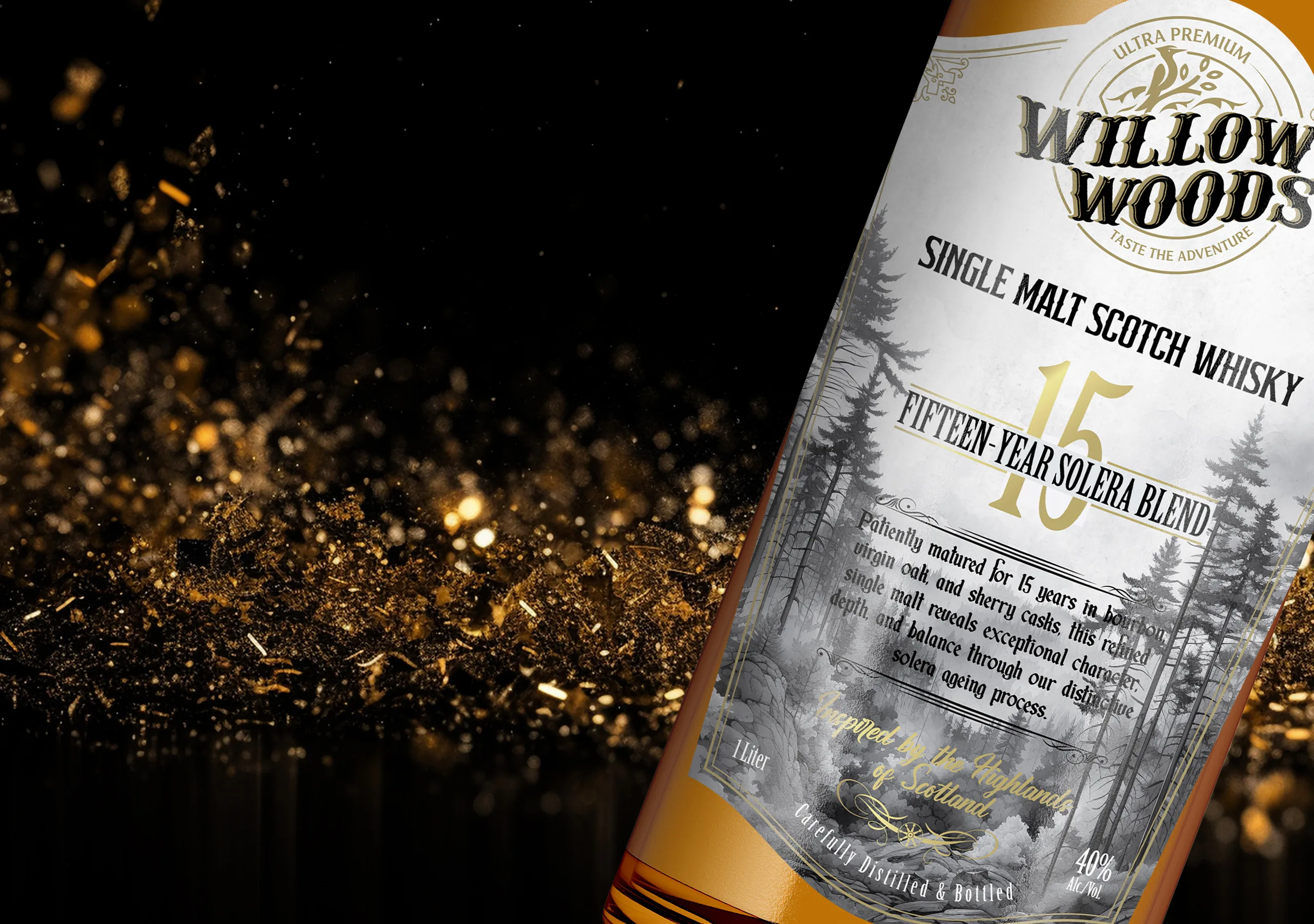 Willow Woods Whisky Bottle Development & Packaging Design