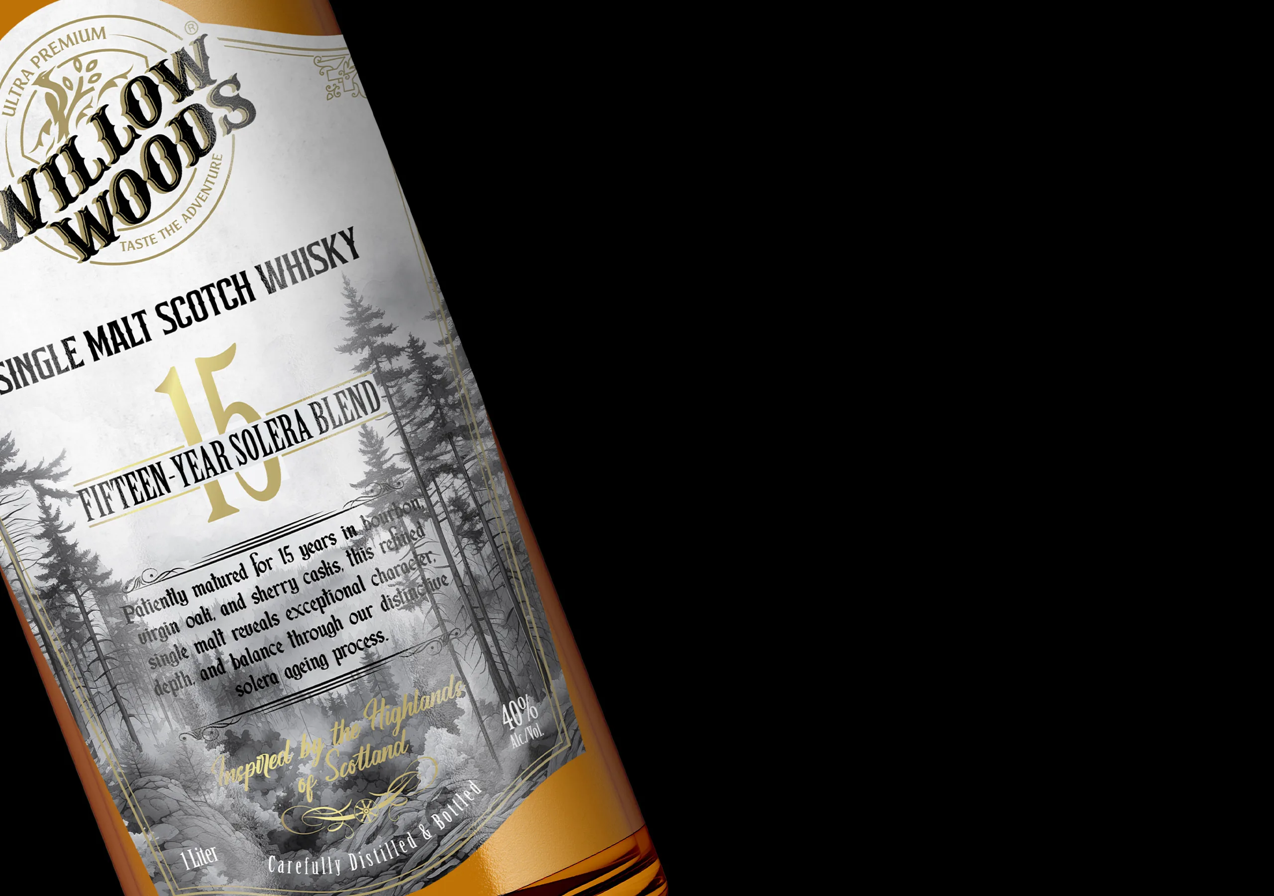 Willow Woods Whisky Bottle Development & Packaging Design